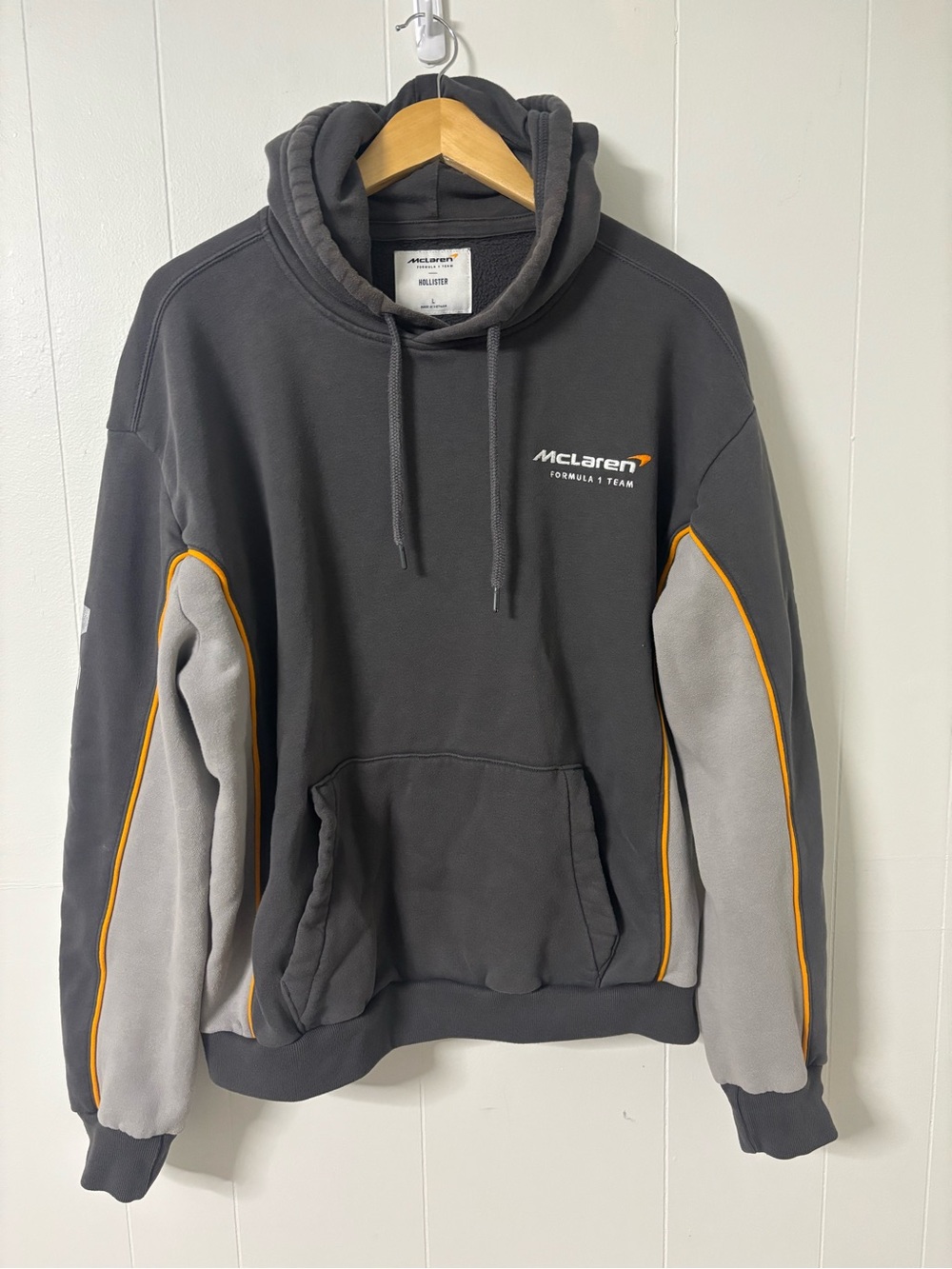 McLaren Men's Gray Hooded Pullover Sweatshirt